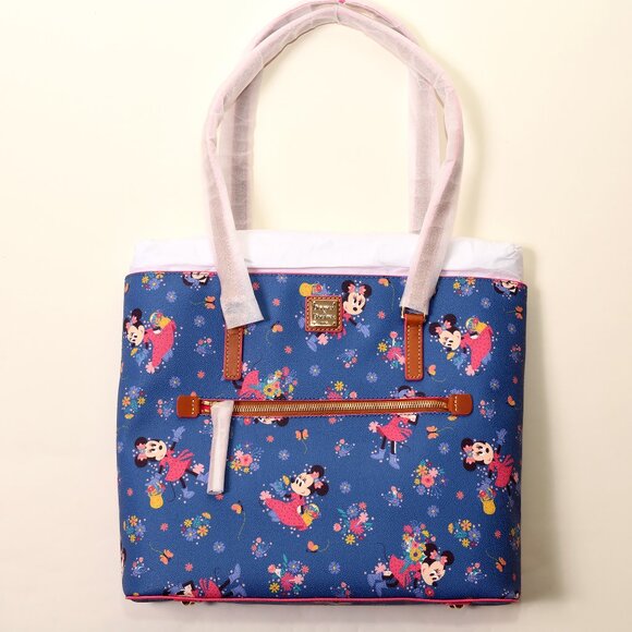 Dooney & Bourke Disney Flower & Garden Festival Epcot Minnie Mouse Blue Tote NWT